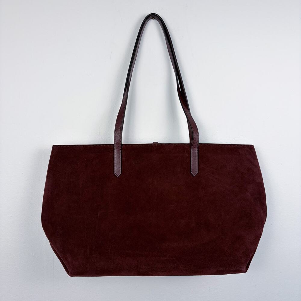 DeMellier London Tokyo Leather-Trimmed Suede Tote Burgundy - Picture 5 of 6